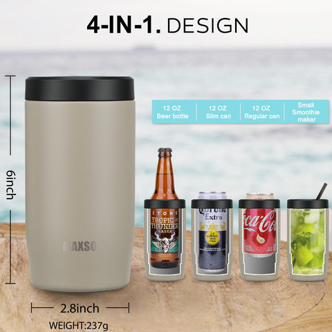 Itslife 4-in-1 slim can cooler beige hands dry during use with condensation-free grip