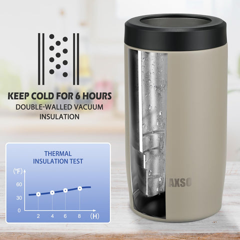 Itslife 4-in-1 slim can cooler beige insulation close-up highlights double-wall protection