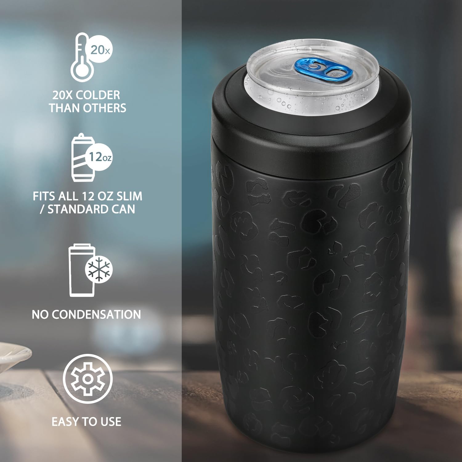 Itslife 4-in-1 slim can cooler fits 12oz cans for chill on demand