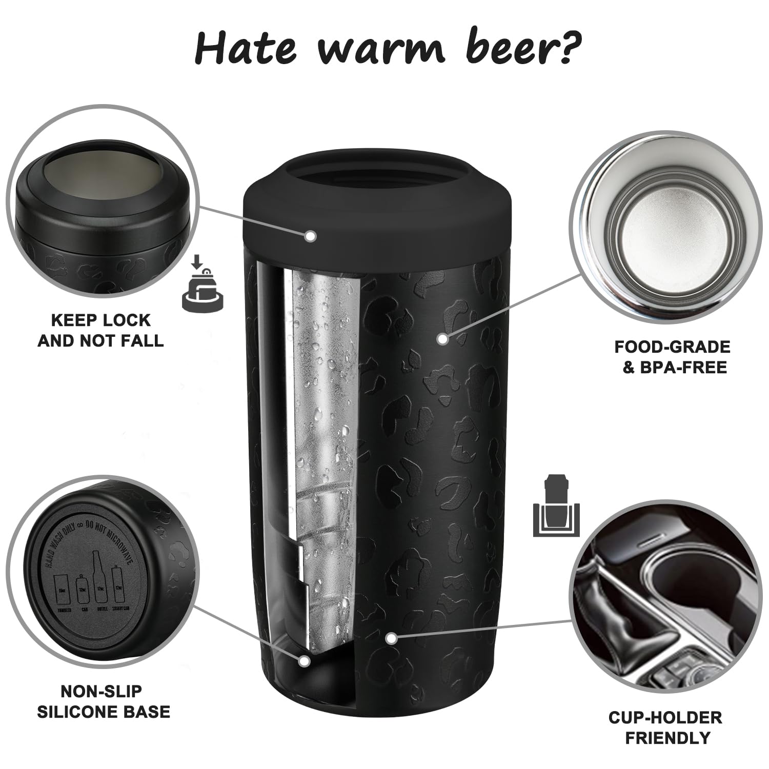 Itslife 4-in-1 slim can cooler supports 16oz tumblers for extended use