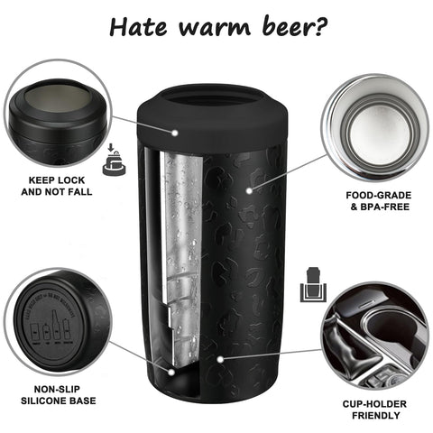 Itslife 4-in-1 slim can cooler supports 16oz tumblers for extended use