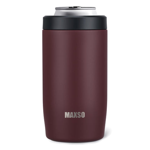 Itslife 4-in-1 slim can cooler burgundy keeps beverages cold for hours.