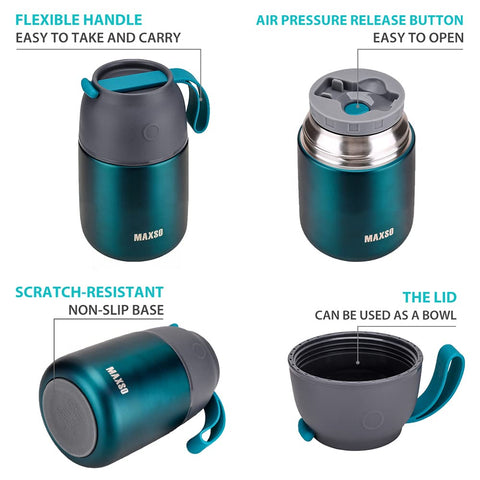 Itslife insulated food jar exterior showcases vibrant green color and durable construction