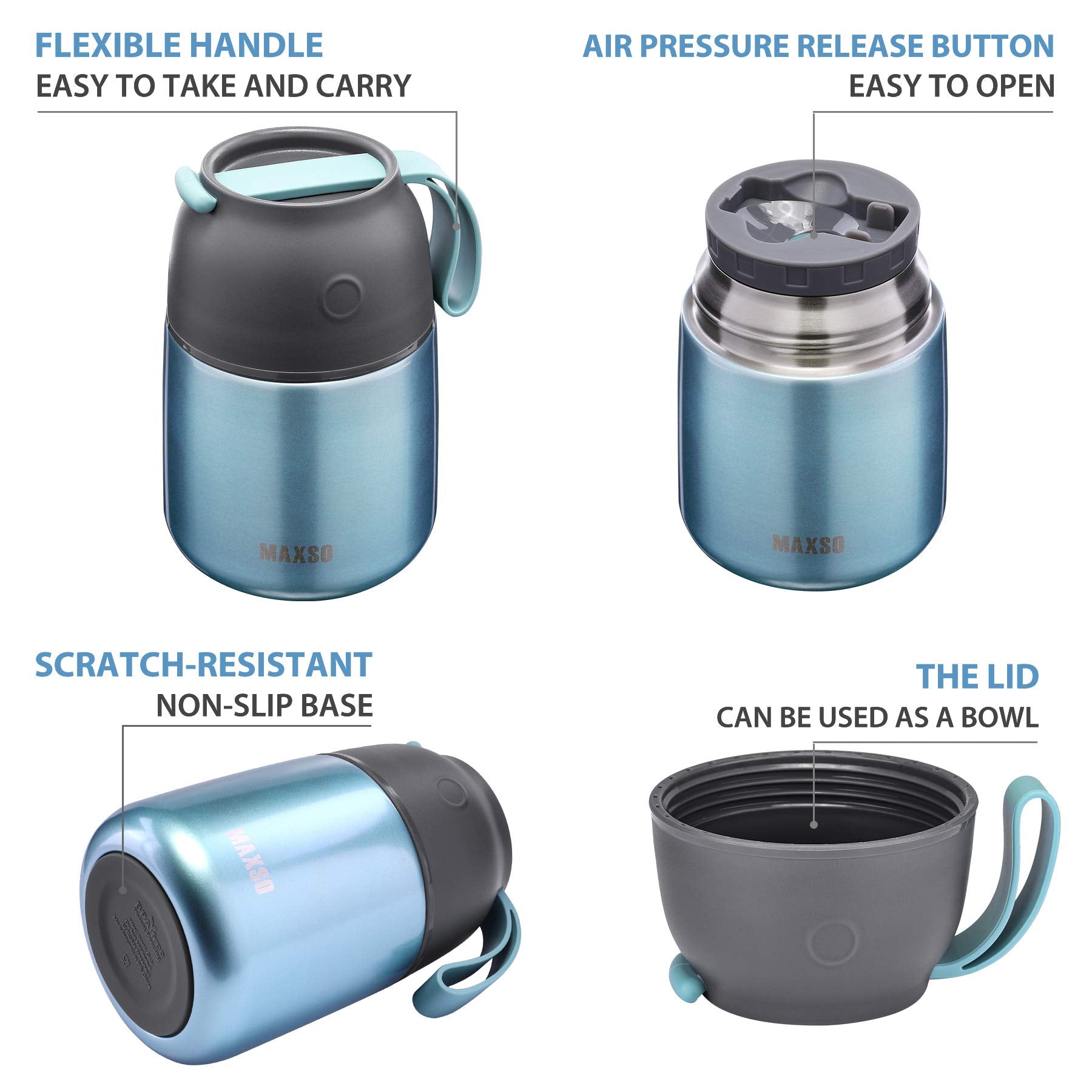 Itslife insulated thermo food jar lid open highlights easy filling and serving.