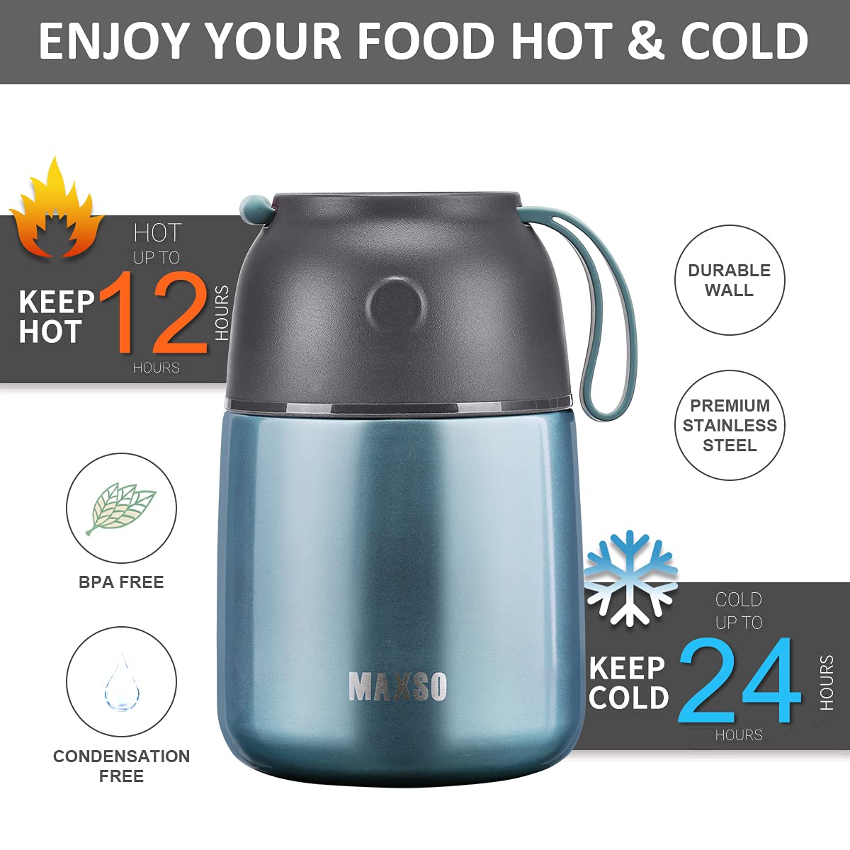 Itslife insulated thermo food jar thermal insulation preserves temperature longer.