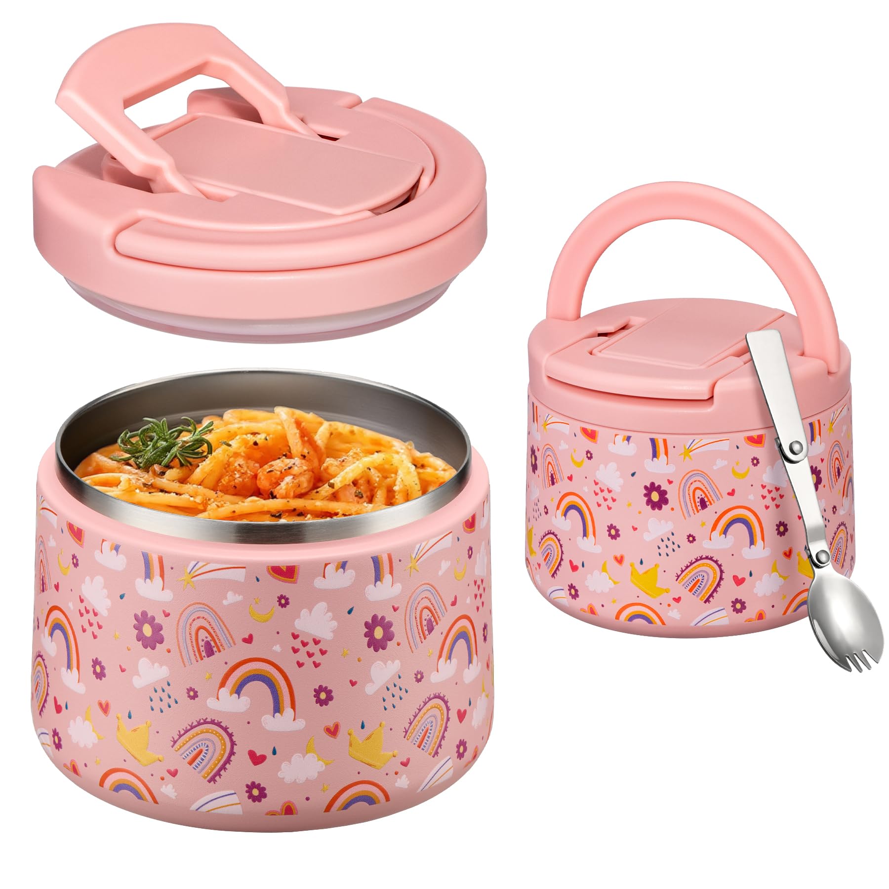 Itslife Kids Thermo 14oz Rainbow with lid on keeps meals hot and kid-friendly on the go
