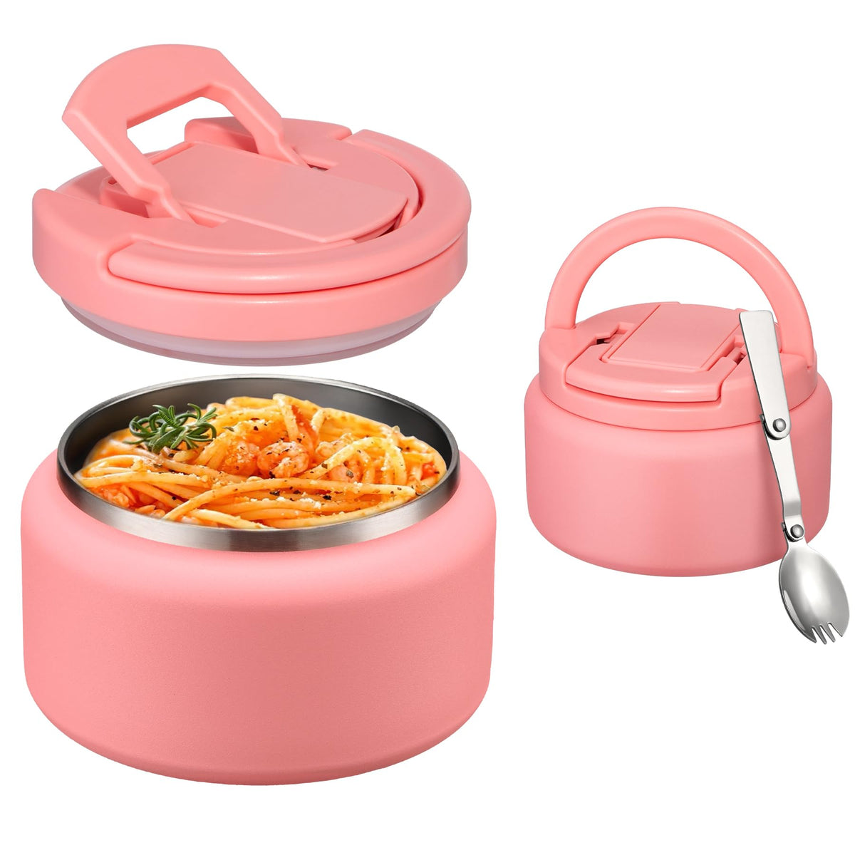 Itslife Kids Thermo pink lid keeps meals warm during school lunches.
