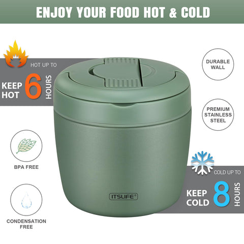 Itslife leakproof compartments prevent mixing for layered meals.