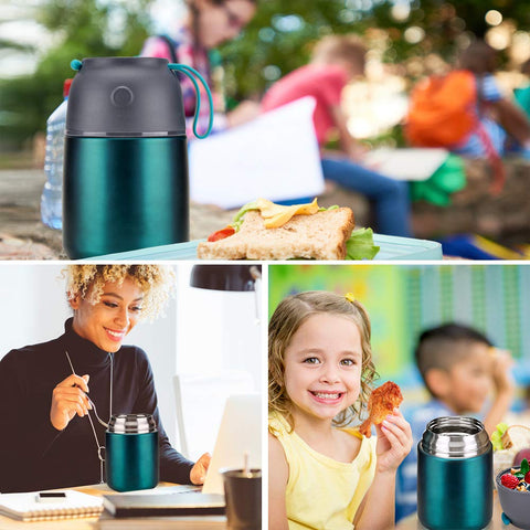 Itslife in a lunchbox scene shows hot soup and cold sides on the go