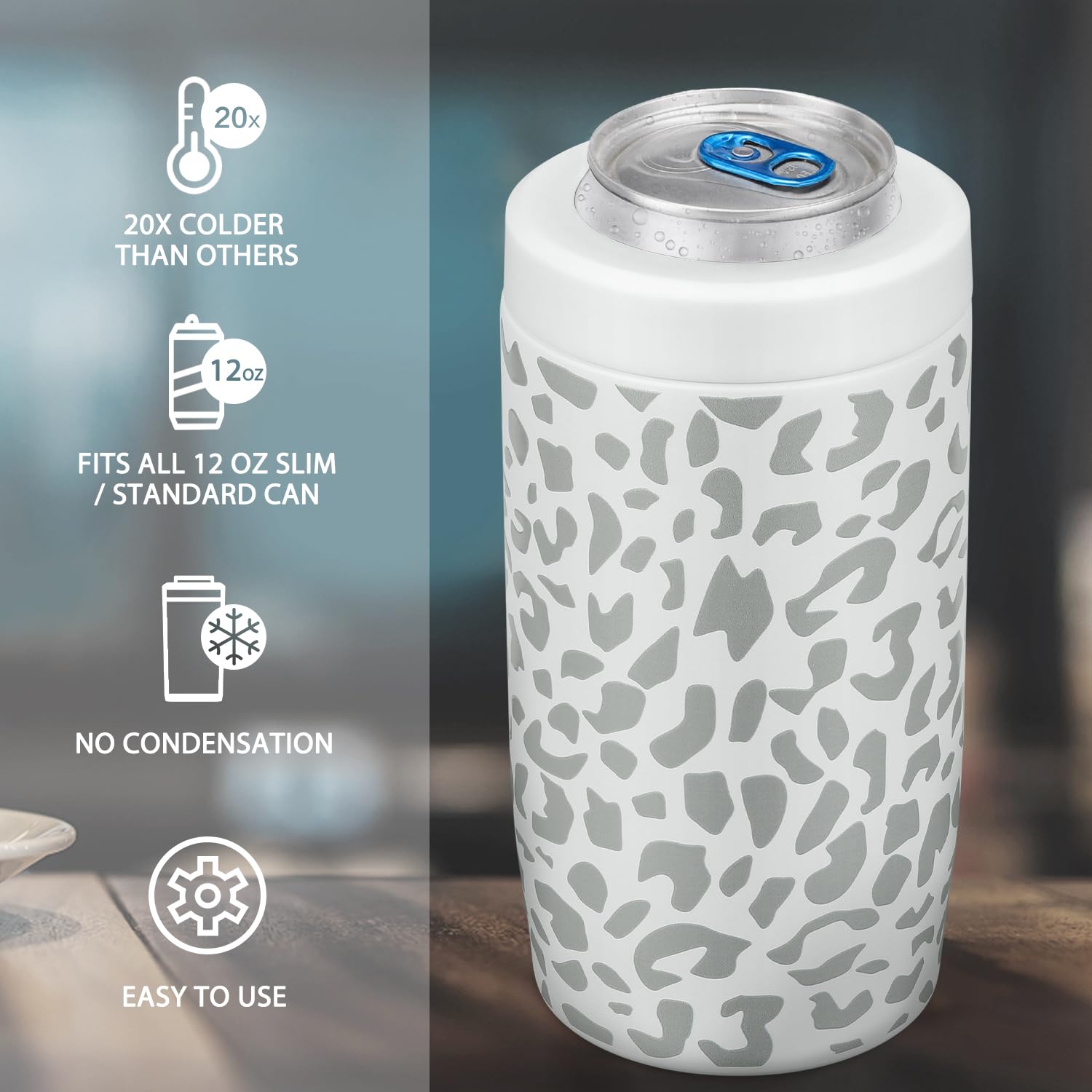 Itslife MAXSO white leopard cooler stainless steel insulated for lasting cold