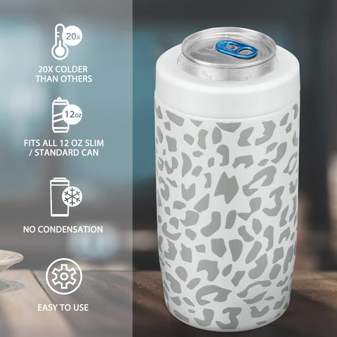 Itslife MAXSO white leopard cooler stainless steel insulated for lasting cold