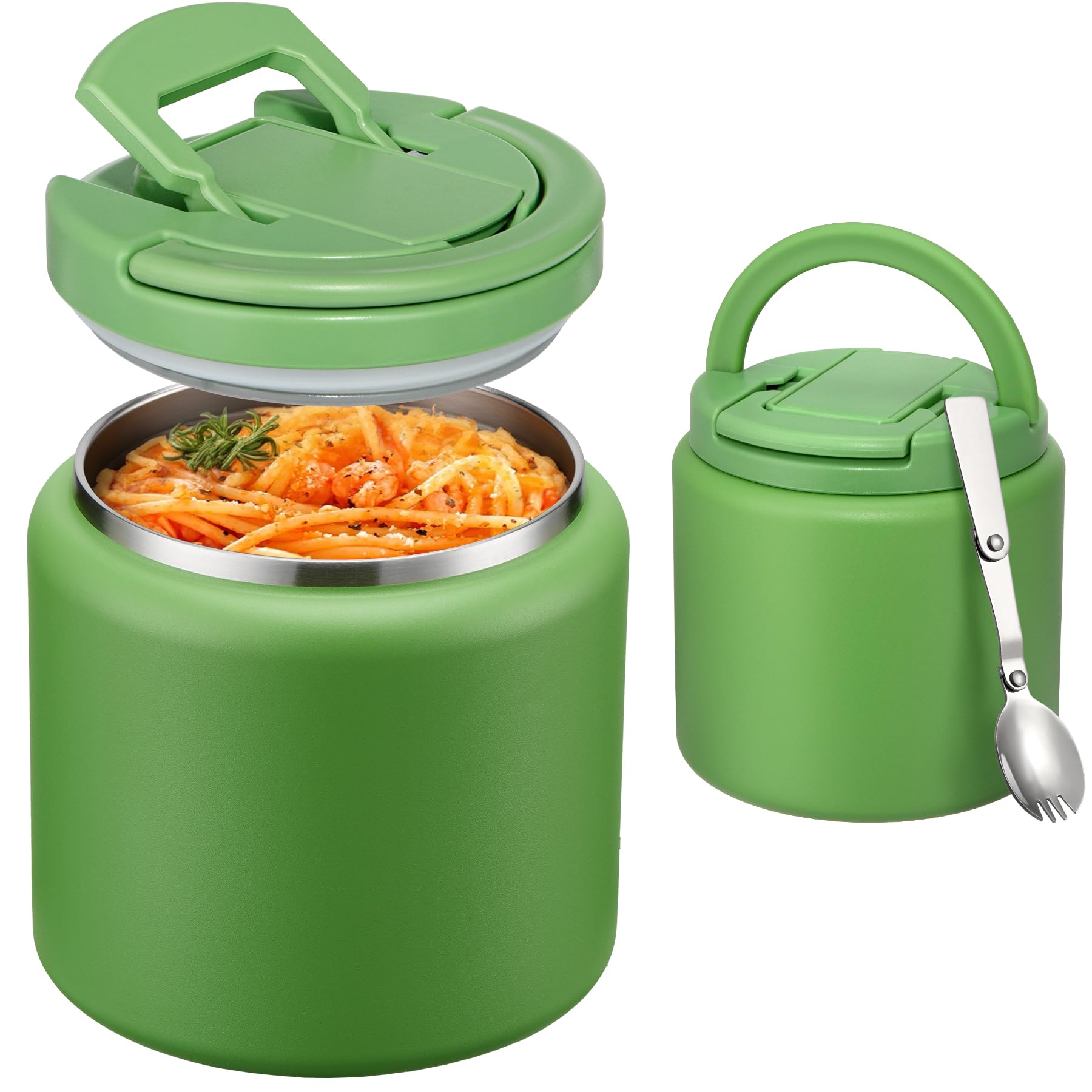 Itslife Soup Thermo with green lid open, ready for a warm school lunch