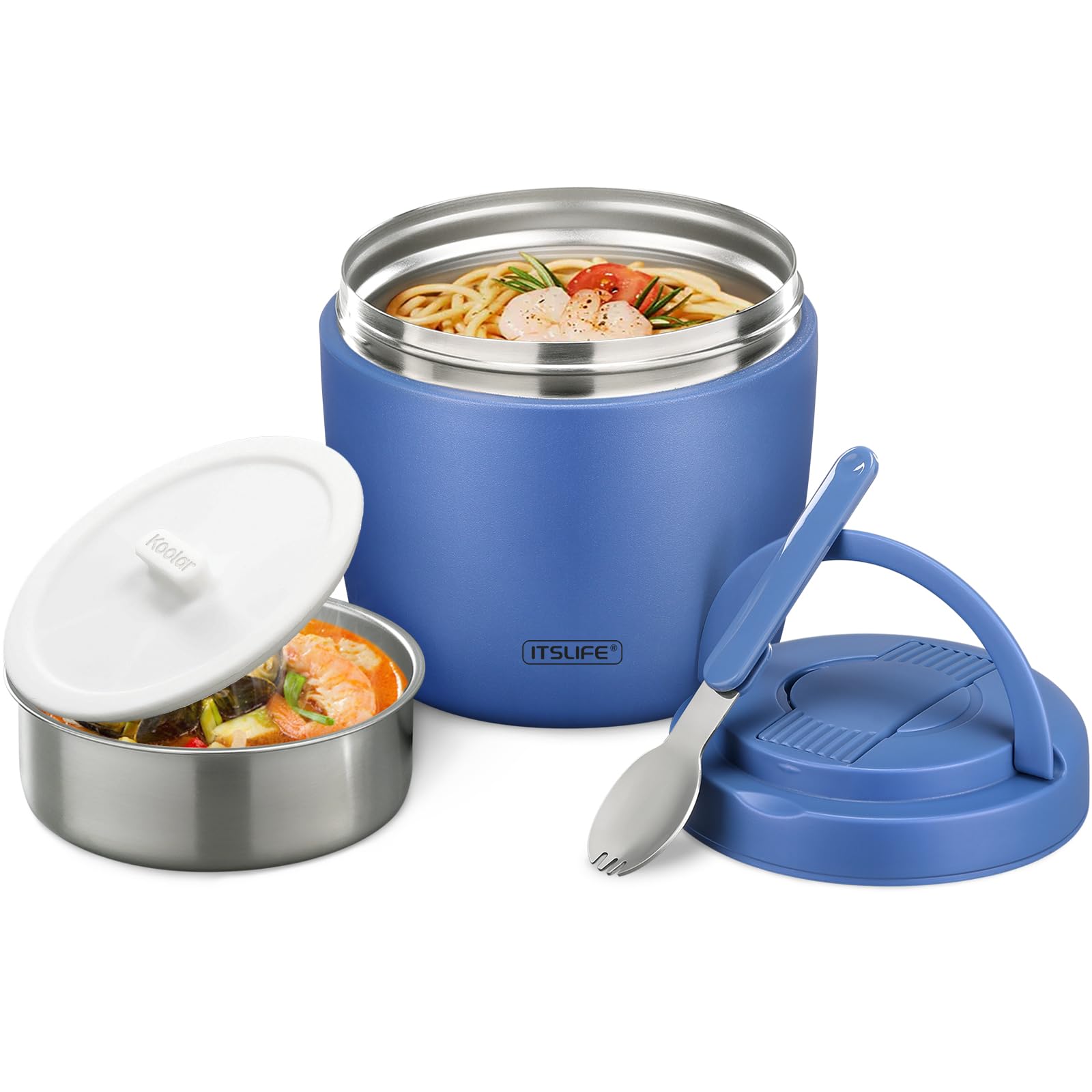 Itslife Soup Thermo blue wide-mouth design keeps meals hot for busy days