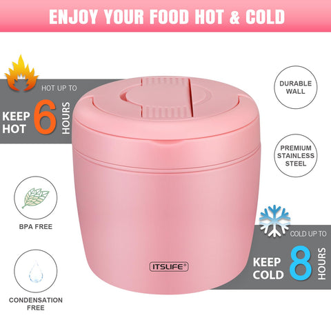 Itslife Soup Thermo dual-compartments prevent mixing of foods while you eat.