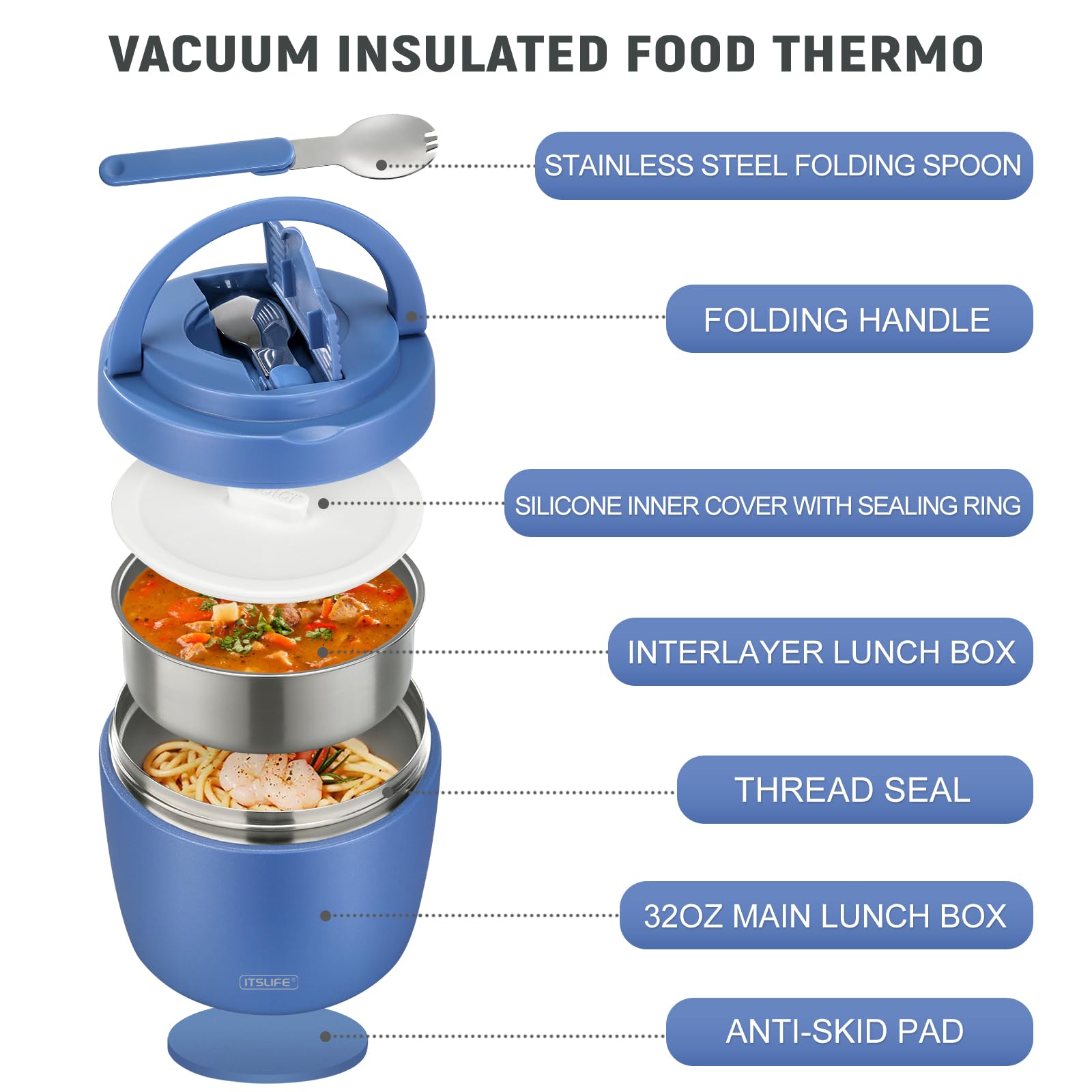 Itslife interior-compartment with silica gel seal keeps layers separate