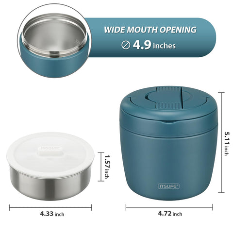Itslife Soup Thermo teal inner compartments keep foods separate for varied meals.
