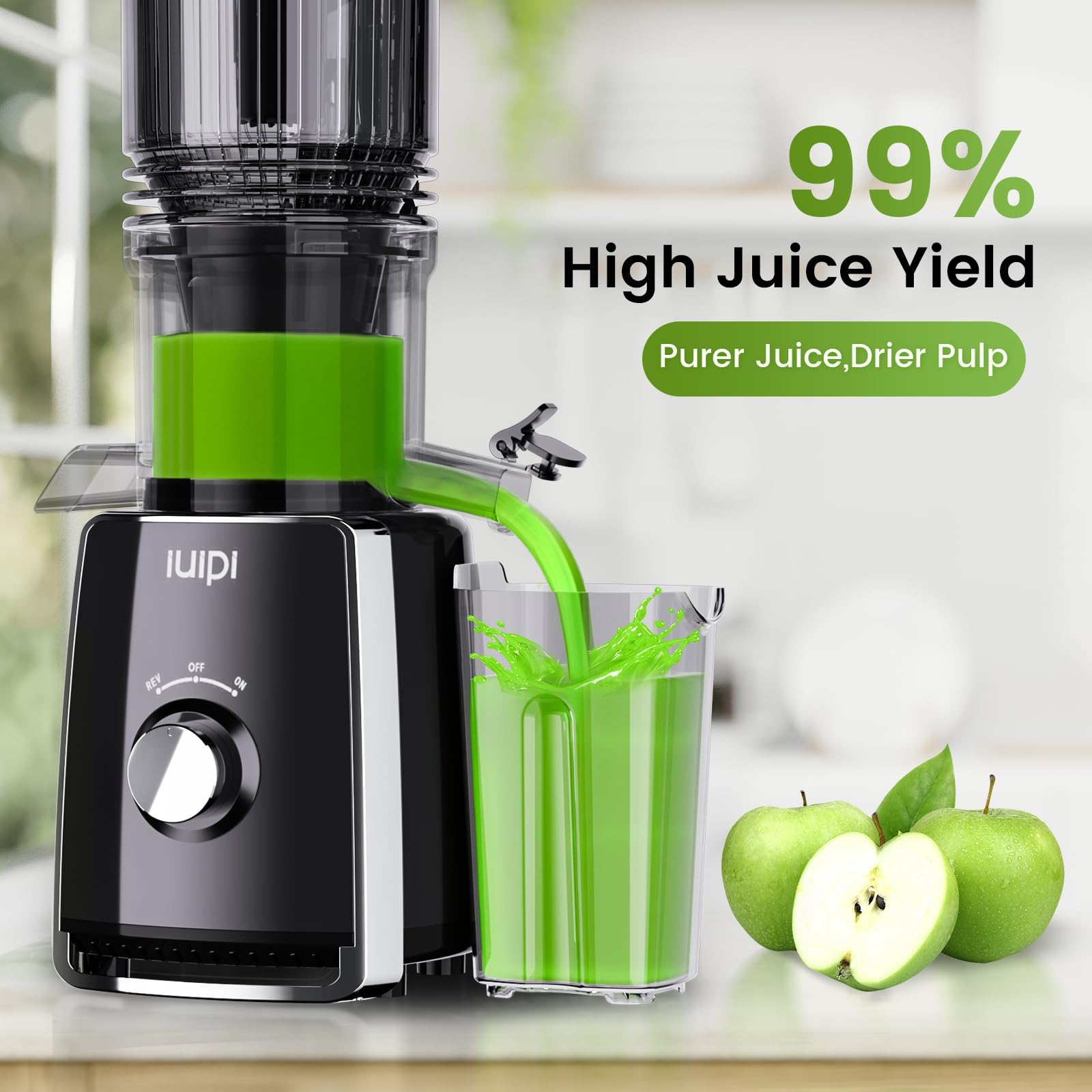 IUIPI juicer operating quietly under 55dB during daily use