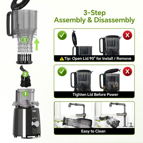IUIPI one-touch self-feeding for easy juicing