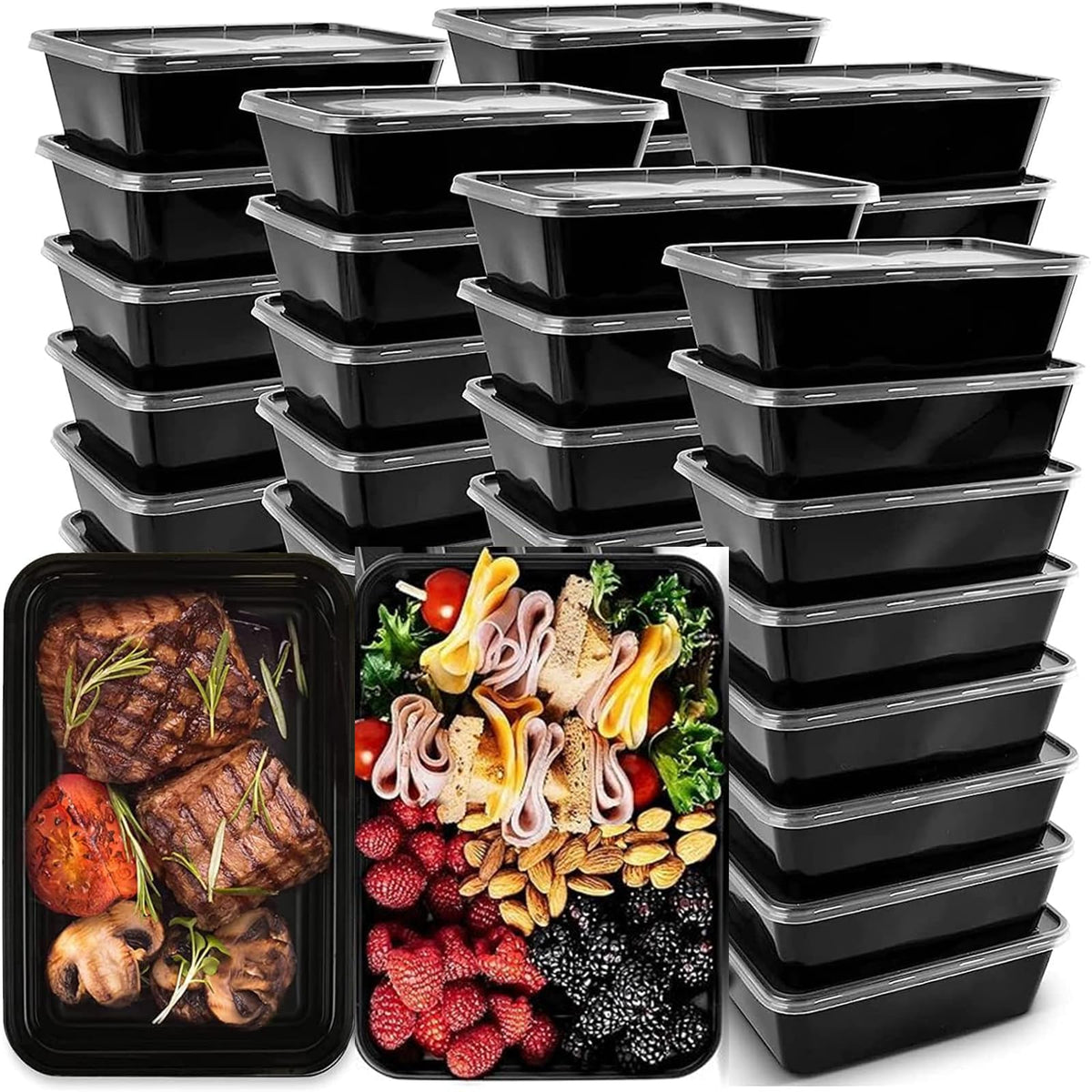 IUMÉ 26 oz meal prep containers stacked for easy storage and portion control.