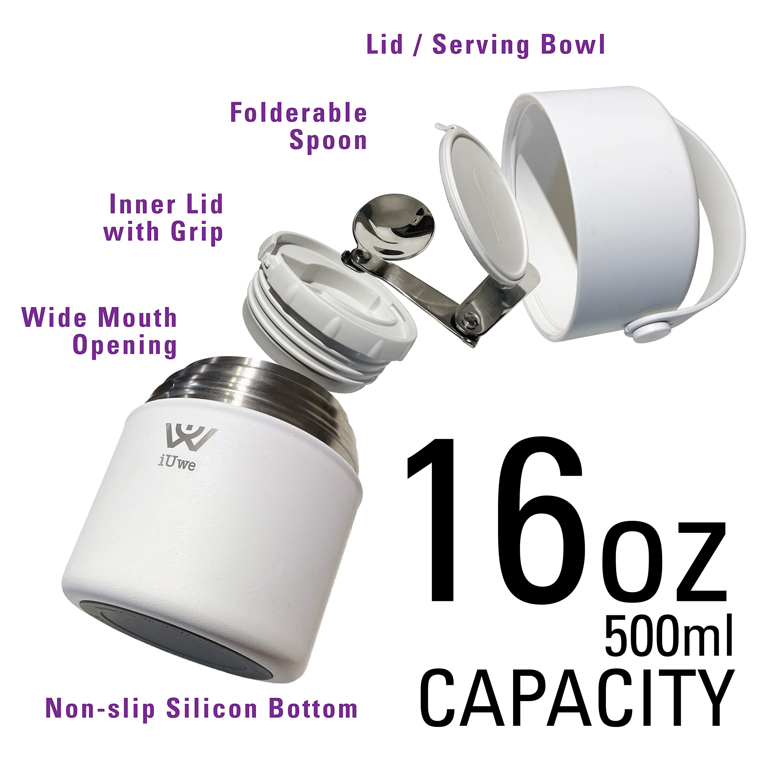iUwe leak-proof hot food container ensures mess-free school or office lunches.