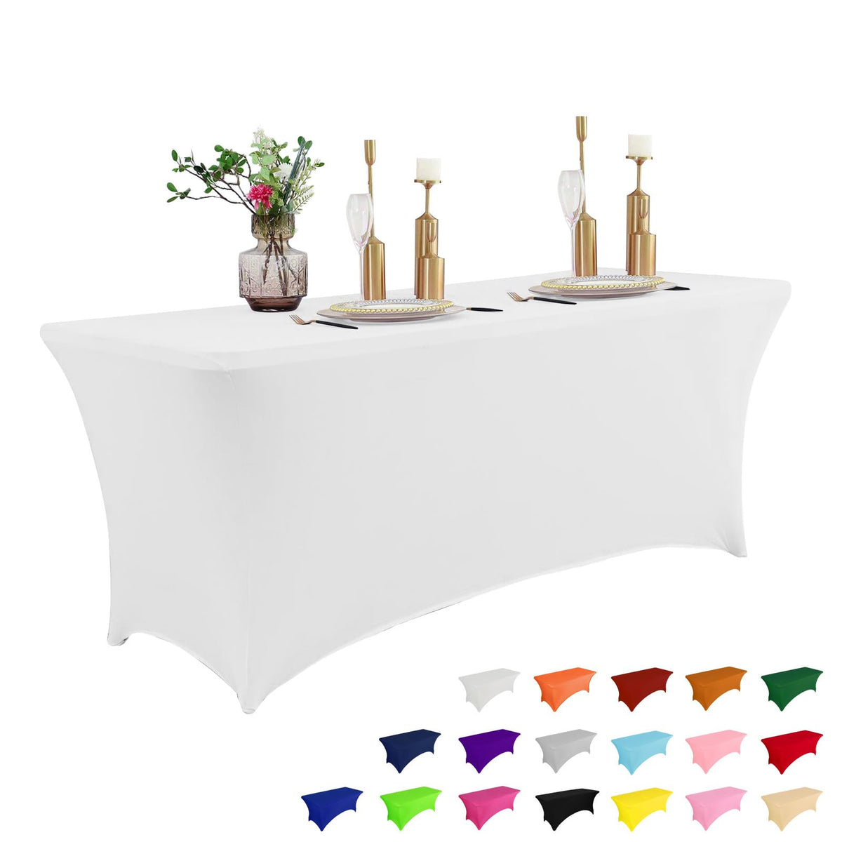 IVAPUPU 8ft rectangular table cloth showcases stretch fit for flawless event setup.