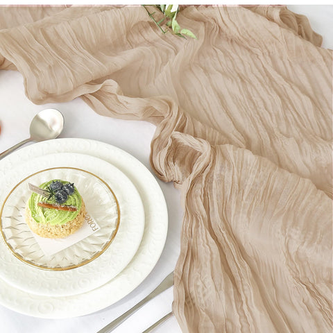 IVAPUPU cheesecloth table runner 10ft nude baby shower soft decor