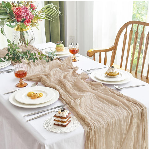 IVAPUPU cheesecloth table runner 10ft nude backdrop curtain option