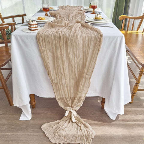 IVAPUPU cheesecloth table runner 10ft nude bridal shower romantic setup