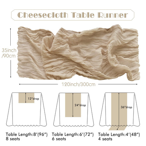 IVAPUPU cheesecloth table runner 10ft nude dining with airy drape