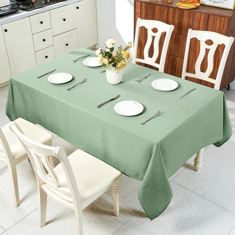 IVAPUPU large 60x104 sage green tablecloth on rectangular table
