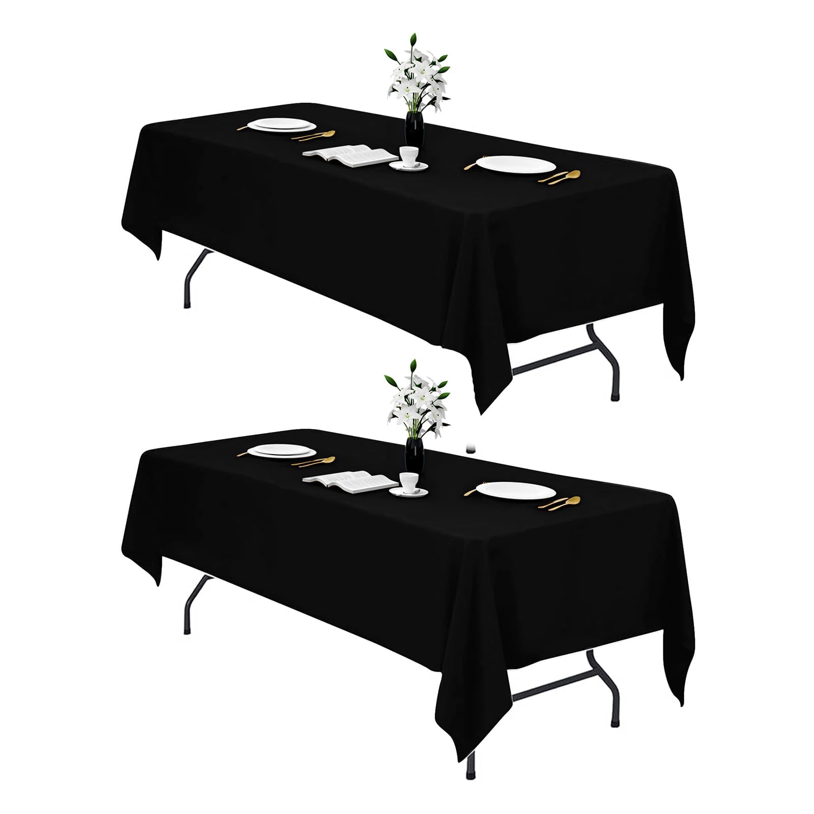 IVAPUPU rectangular tablecloth 60x102 inch in black for formal dining