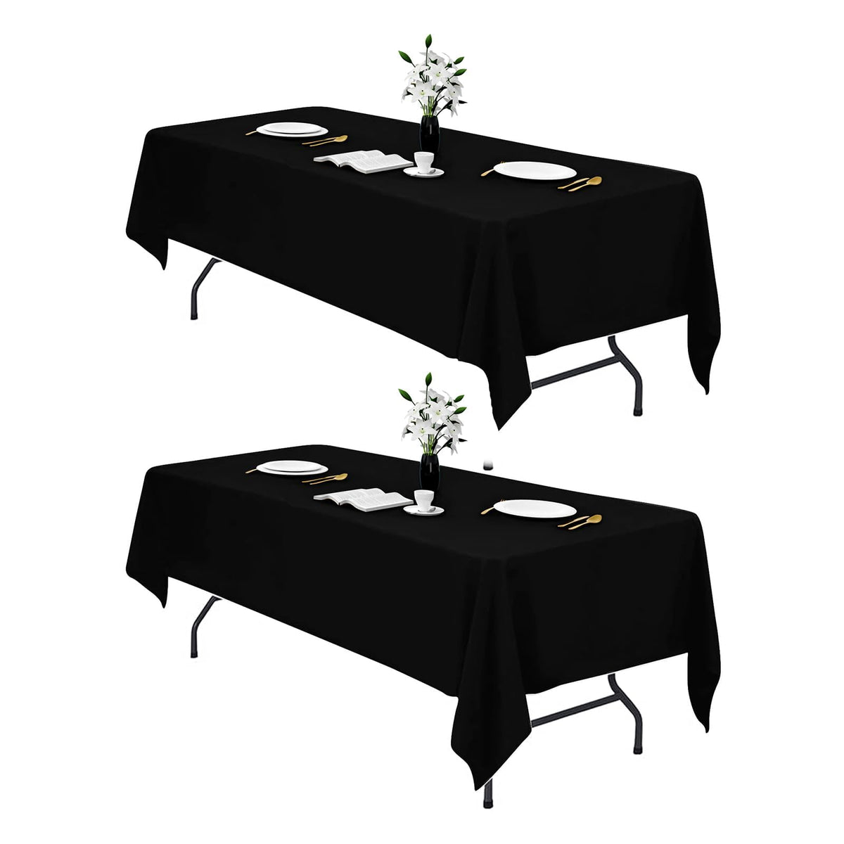 IVAPUPU rectangular tablecloth 60x102 inch in black for formal dining
