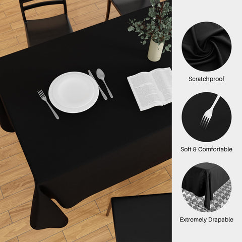 IVAPUPU rectangular tablecloth 70x120 inch black draping over long table