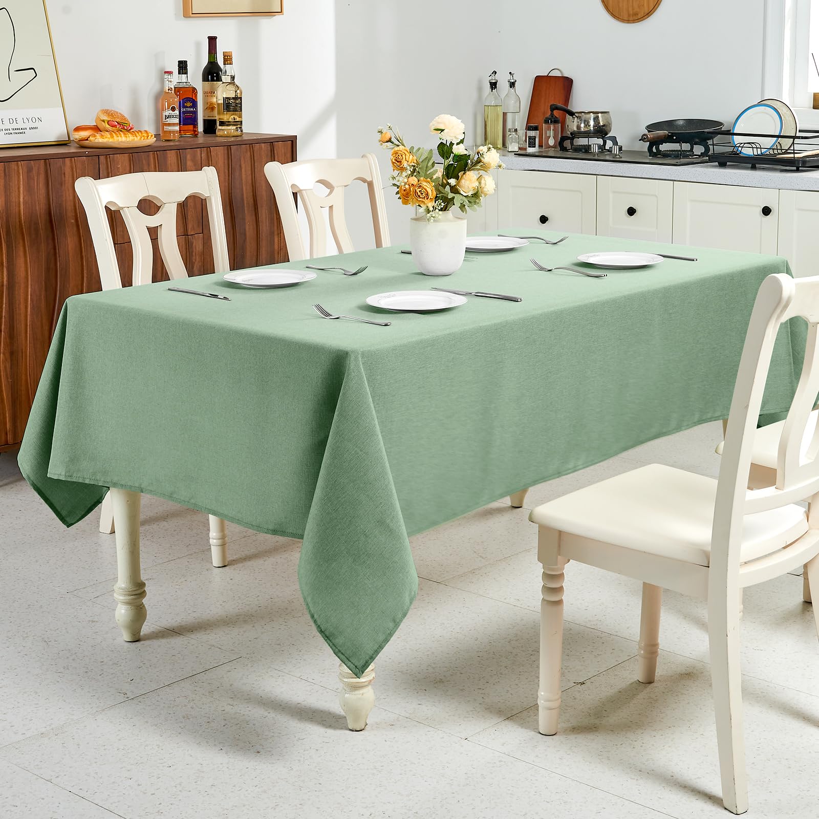 IVAPUPU sage green tablecloth set for wedding and reception tables