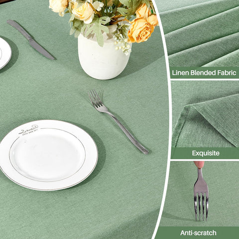 IVAPUPU waterproof wipeable sage green rectangle tablecloth on dining setup
