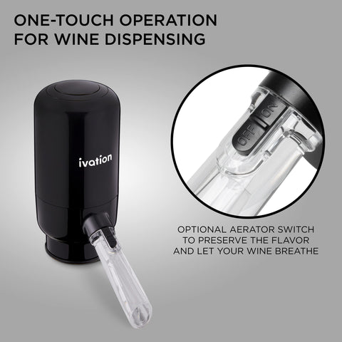 Ivation battery-powered dispenser provides cordless, convenient wine service.