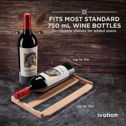Ivation wine cooler doors with tempered smoked glass protect contents from light.
