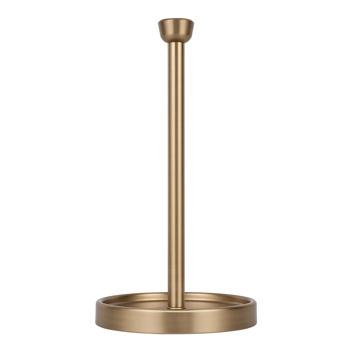 Ivilon Warm Gold countertop paper towel holder front view with stable base.