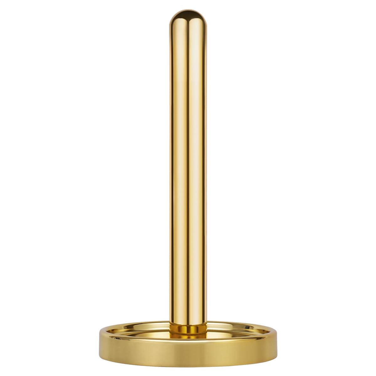 Ivilon paper towel holder in gold polished finish with weighted base for stability.