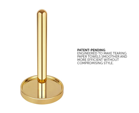 Side view of Ivilon paper towel holder in gold polished finish for elegance.