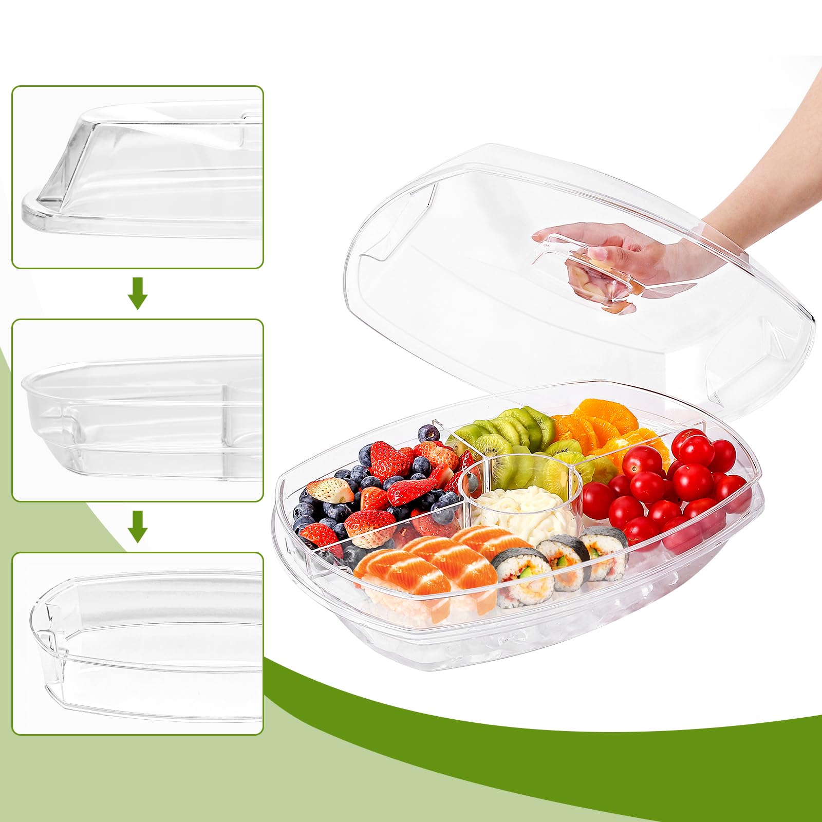 IVYHOME 15-inch fruit ice platter showcases colorful fruit while staying cool.