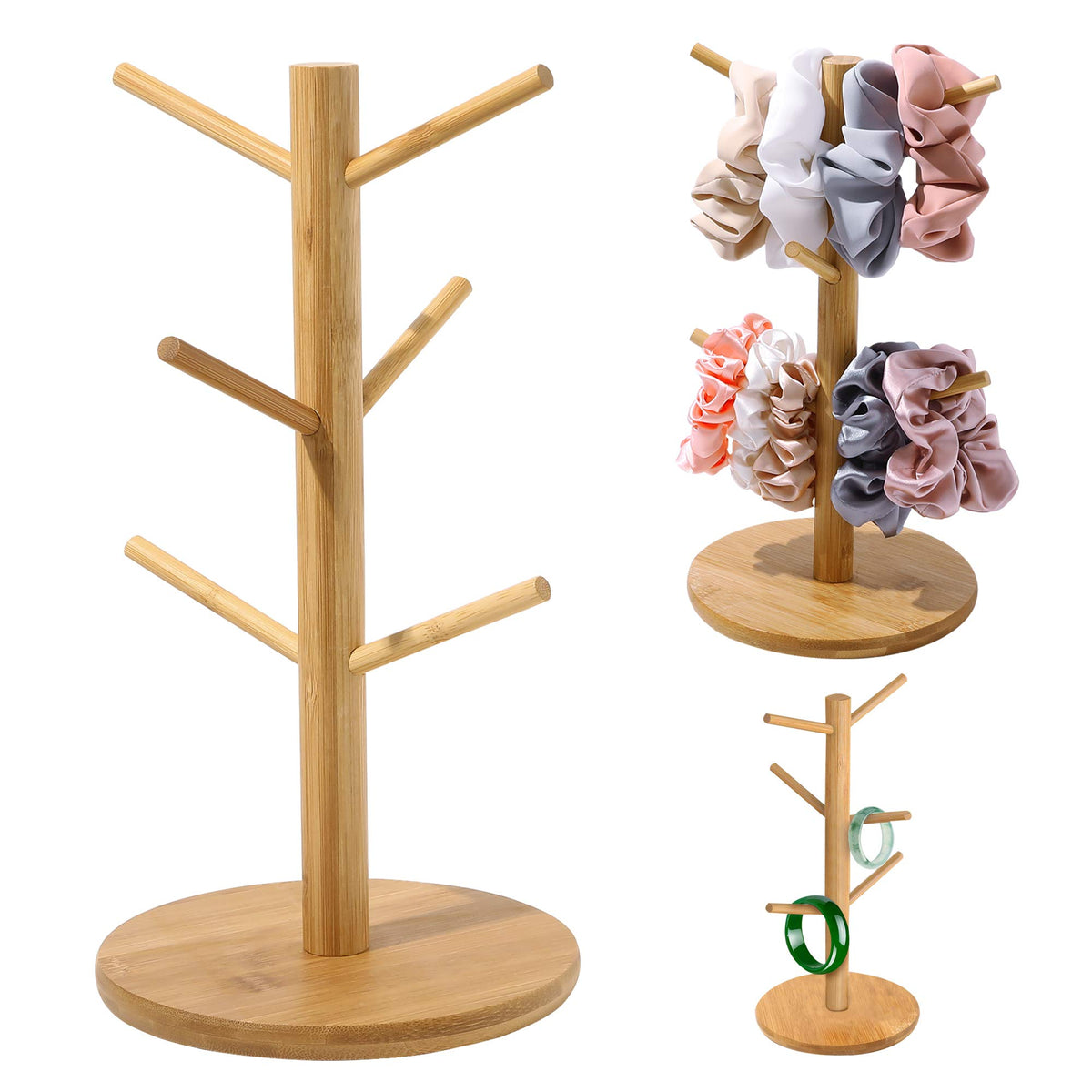Ivyu scrunchie holder stand displaying organized, easy-to-reach hair accessories.