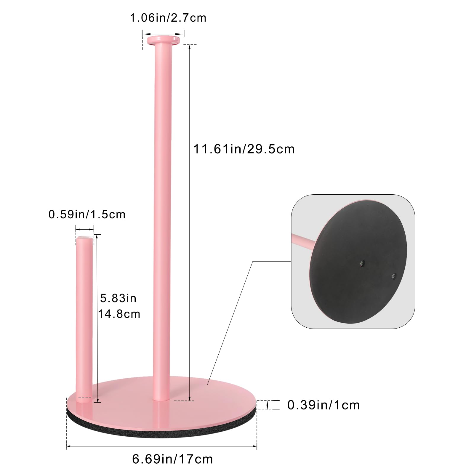 iwapuy pink paper towel holder with non-slip bottom protects countertops