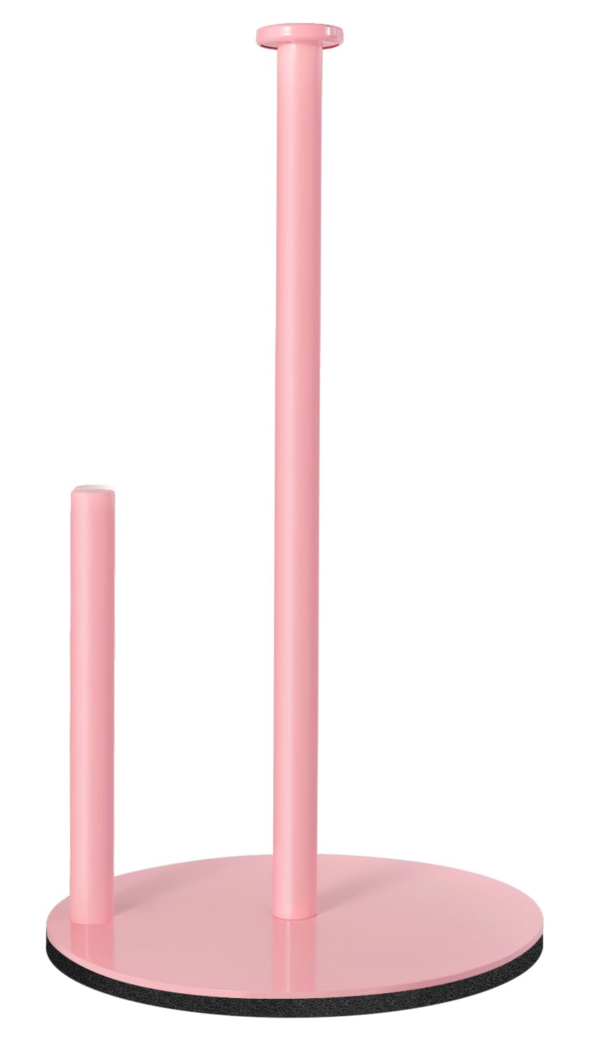 iwapuy pink paper towel holder side view shows elegant compact counter design