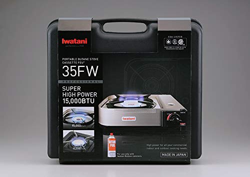 Iwatani 35FW brass burner delivers durable, steady heat.