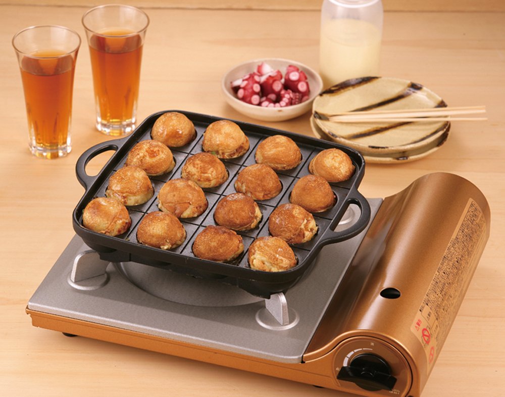 Iwatani Takoyaki pan suitable for takoyaki and other mini-dish ideas.