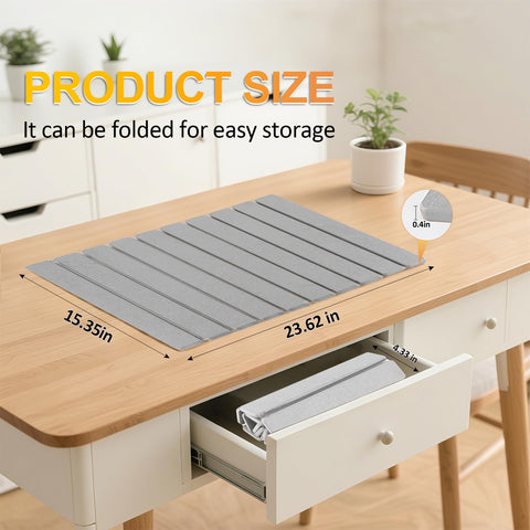 iWEDN mat folded in a drawer for space-saving kitchen storage