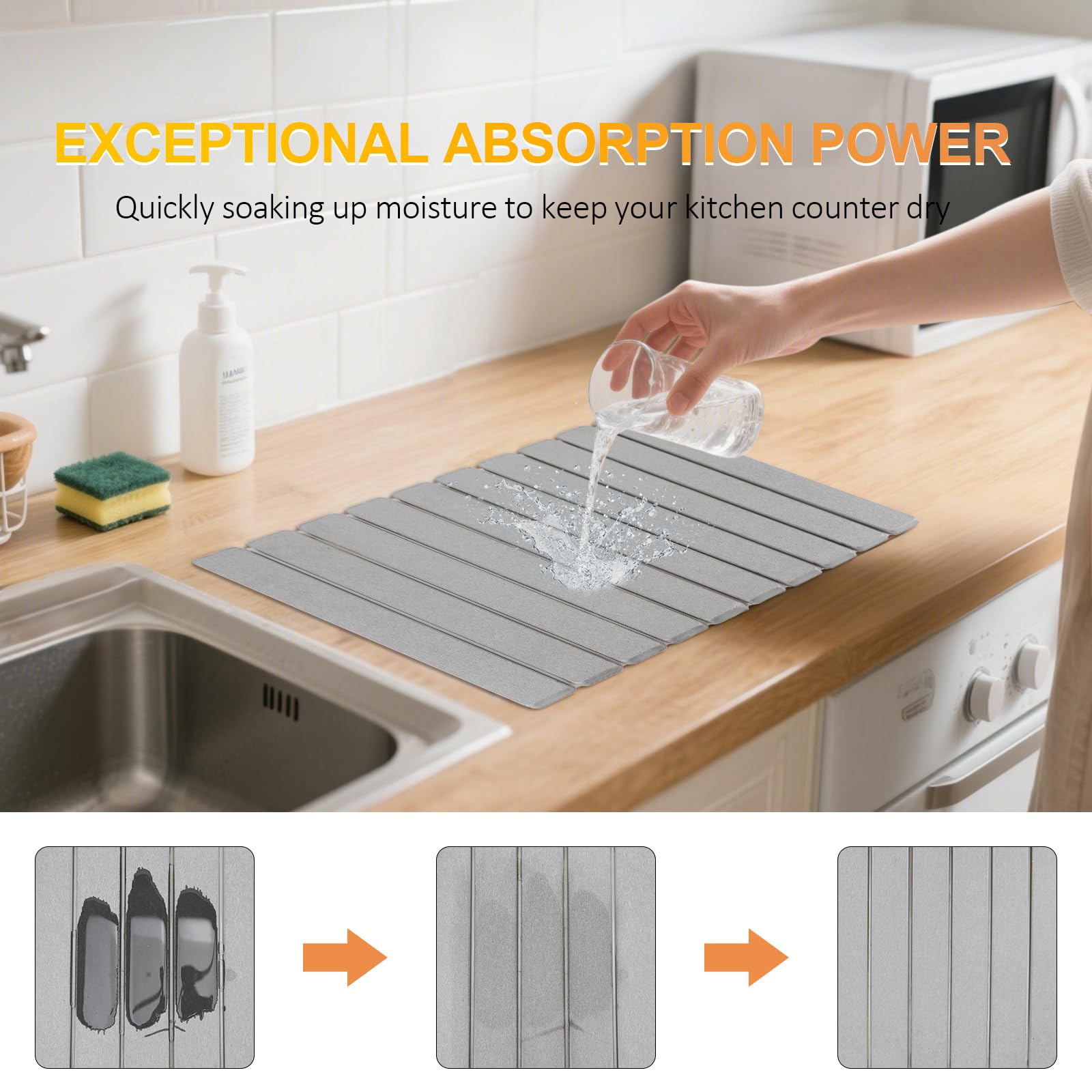 iWEDN mat textured surface demonstrates non-slip drying of dishes and bottles