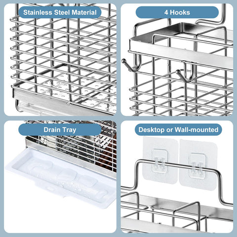 IWNTWY wall-mount utensil rack showing space-saving design in sleek silver.