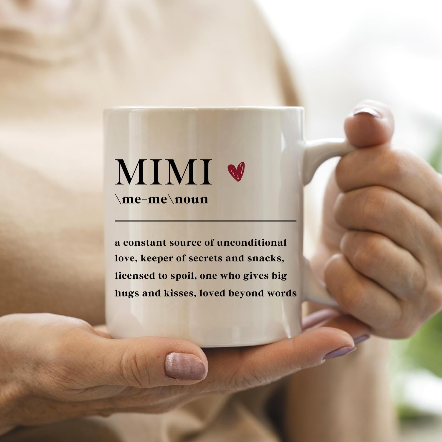 IWXYI Grandma Mimi Definition Mug handle closeup highlights sturdy build